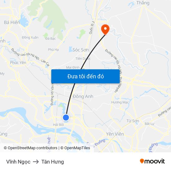 Vĩnh Ngọc to Tân Hưng map