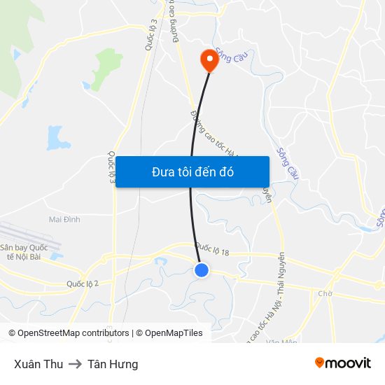 Xuân Thu to Tân Hưng map