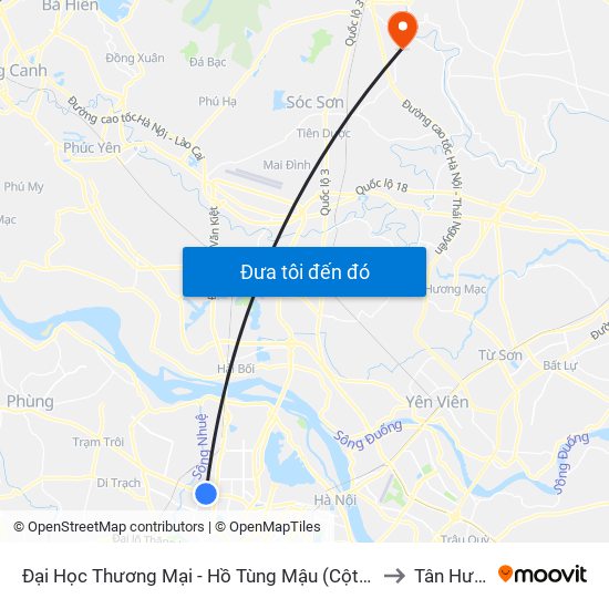 Đại Học Thương Mại - Hồ Tùng Mậu (Cột Sau) to Tân Hưng map