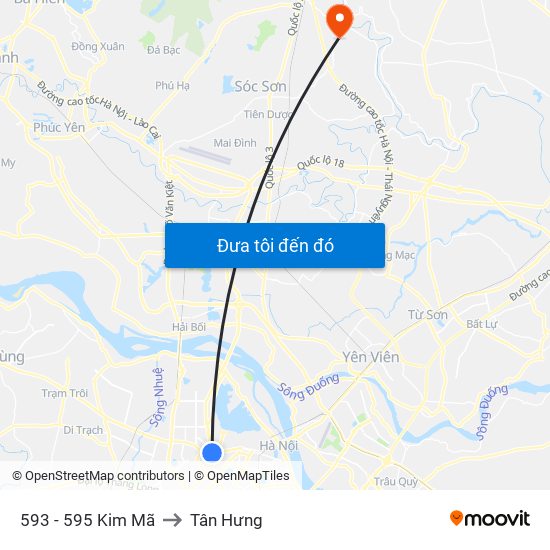 593 - 595 Kim Mã to Tân Hưng map