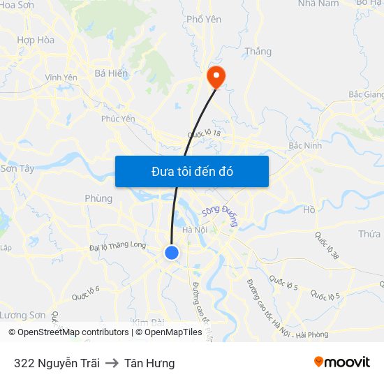 322 Nguyễn Trãi to Tân Hưng map