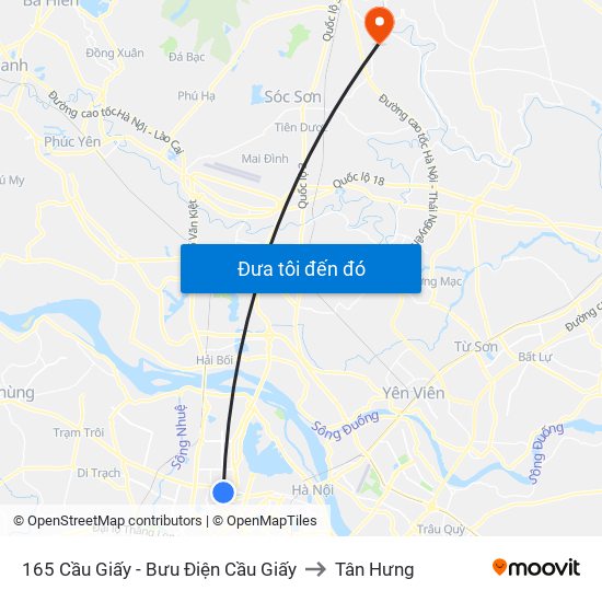 165 Cầu Giấy - Bưu Điện Cầu Giấy to Tân Hưng map