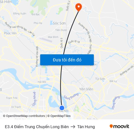 E3.4 Điểm Trung Chuyển Long Biên to Tân Hưng map