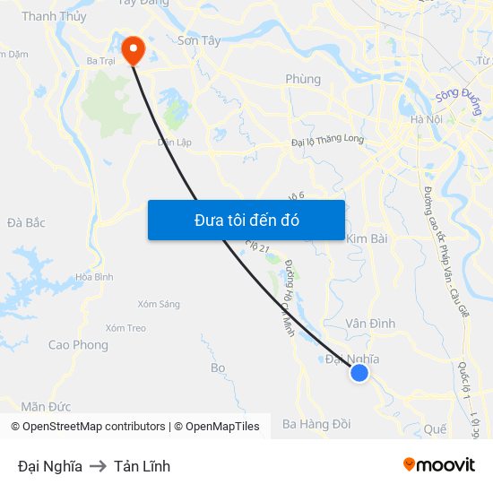 Đại Nghĩa to Tản Lĩnh map