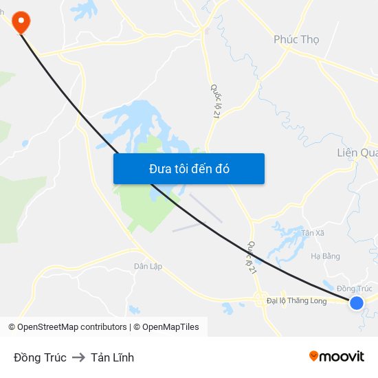 Đồng Trúc to Tản Lĩnh map