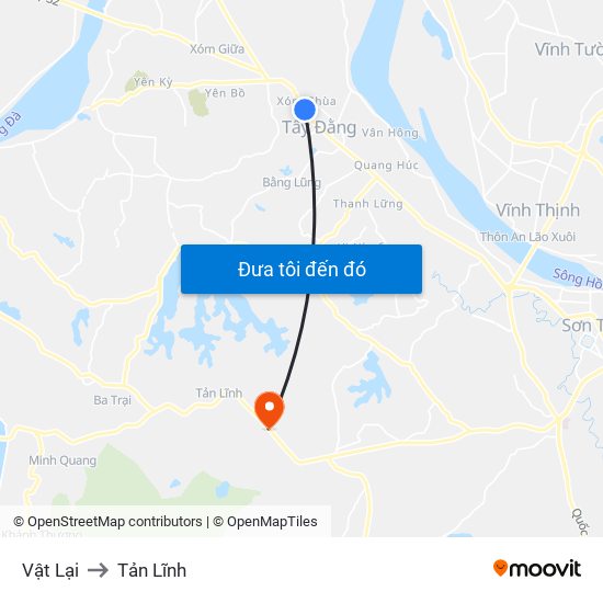 Vật Lại to Tản Lĩnh map