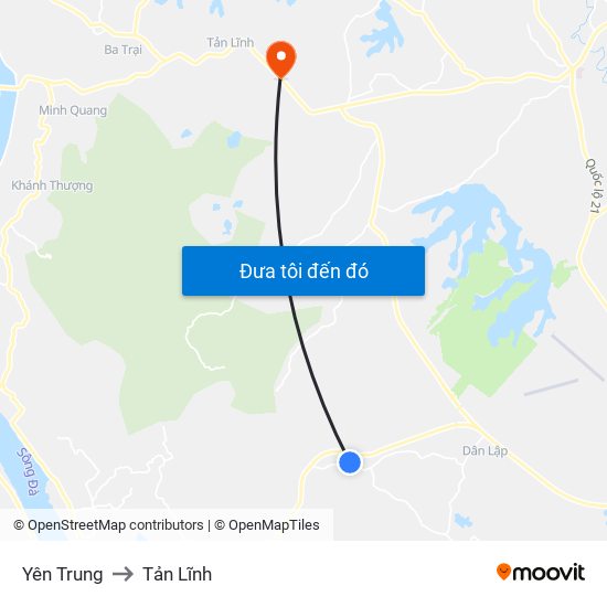 Yên Trung to Tản Lĩnh map