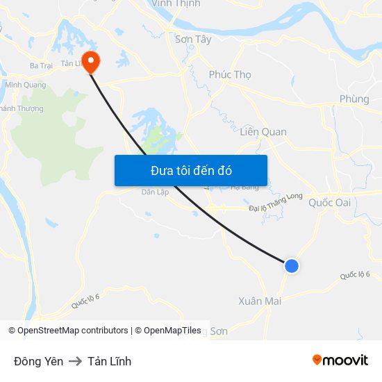 Đông Yên to Tản Lĩnh map