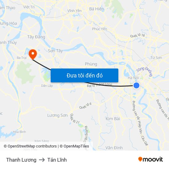 Thanh Lương to Tản Lĩnh map