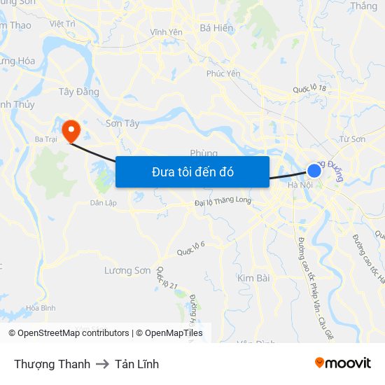 Thượng Thanh to Tản Lĩnh map