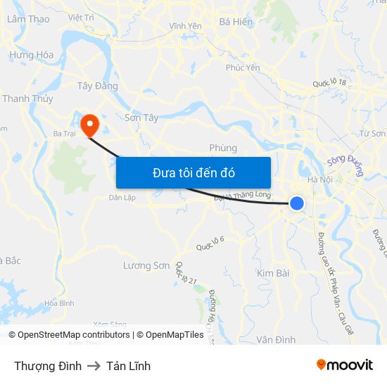 Thượng Đình to Tản Lĩnh map