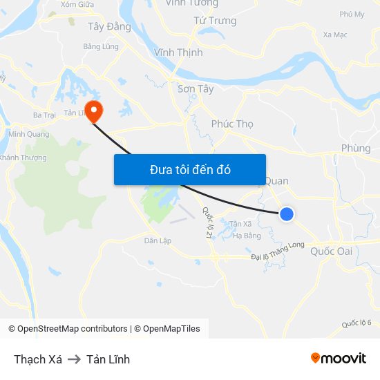 Thạch Xá to Tản Lĩnh map