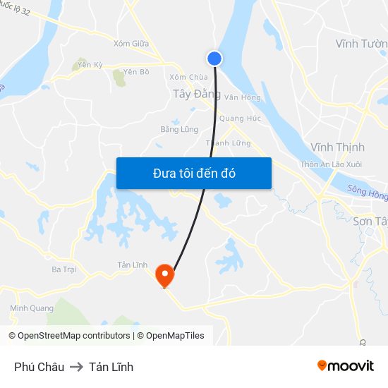 Phú Châu to Tản Lĩnh map