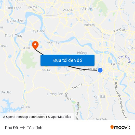Phú Đô to Tản Lĩnh map