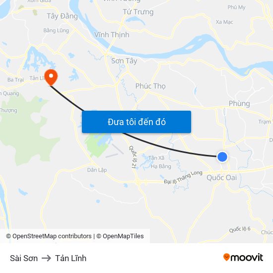 Sài Sơn to Tản Lĩnh map