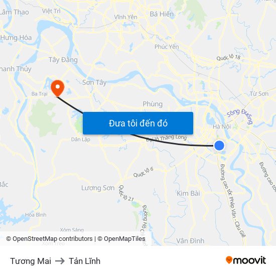 Tương Mai to Tản Lĩnh map