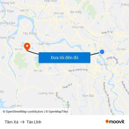 Tầm Xá to Tản Lĩnh map