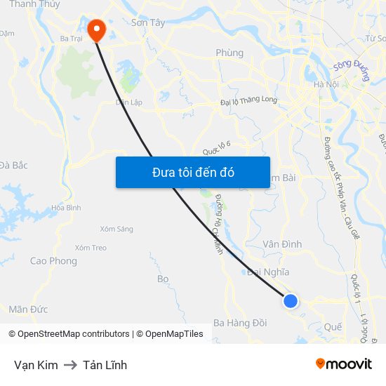 Vạn Kim to Tản Lĩnh map