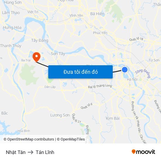 Nhật Tân to Tản Lĩnh map