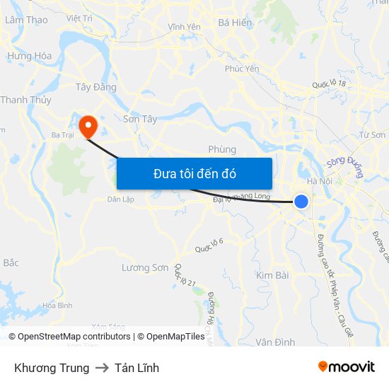 Khương Trung to Tản Lĩnh map