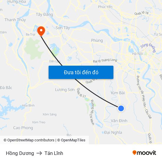 Hồng Dương to Tản Lĩnh map