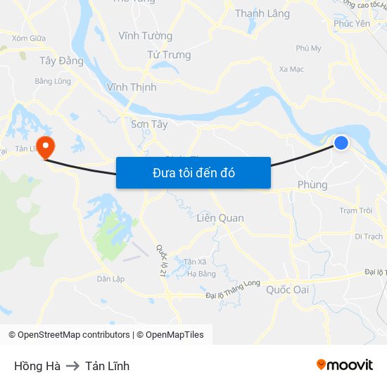 Hồng Hà to Tản Lĩnh map