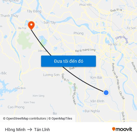 Hồng Minh to Tản Lĩnh map