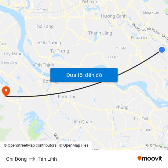 Chi Đông to Tản Lĩnh map