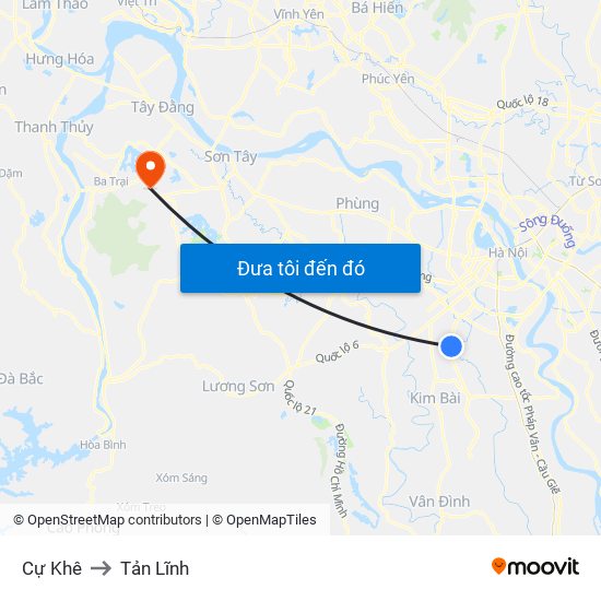 Cự Khê to Tản Lĩnh map