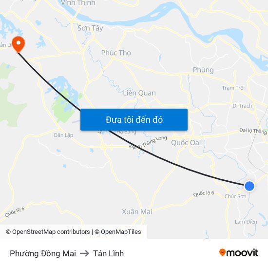 Phường Đồng Mai to Tản Lĩnh map