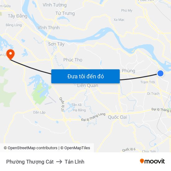 Phường Thượng Cát to Tản Lĩnh map