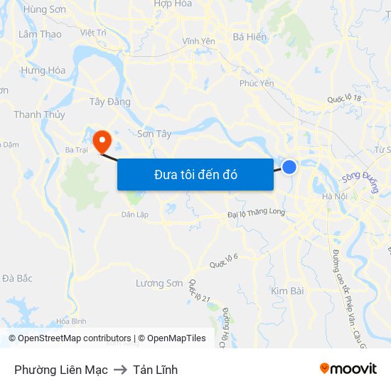 Phường Liên Mạc to Tản Lĩnh map