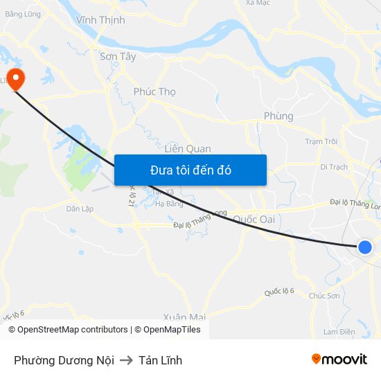 Phường Dương Nội to Tản Lĩnh map