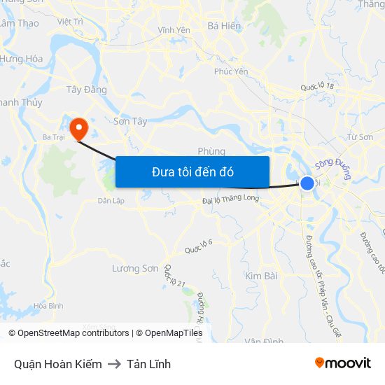 Quận Hoàn Kiếm to Tản Lĩnh map