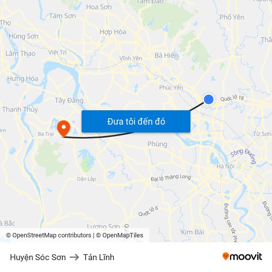 Huyện Sóc Sơn to Tản Lĩnh map