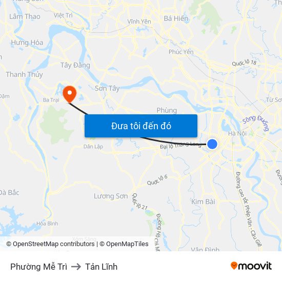 Phường Mễ Trì to Tản Lĩnh map