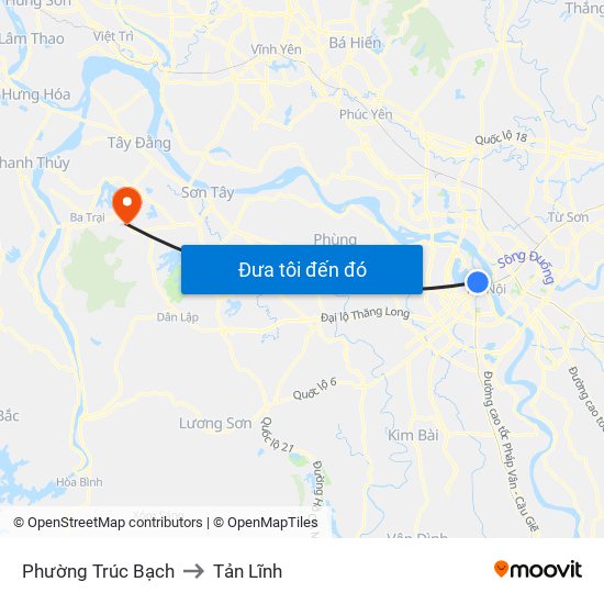 Phường Trúc Bạch to Tản Lĩnh map