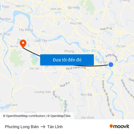Phường Long Biên to Tản Lĩnh map