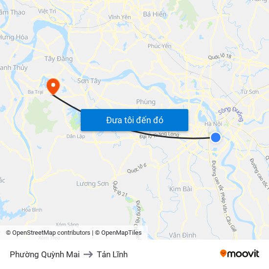 Phường Quỳnh Mai to Tản Lĩnh map