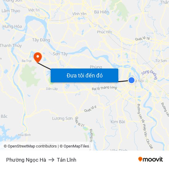 Phường Ngọc Hà to Tản Lĩnh map