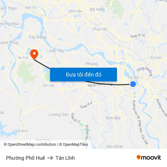 Phường Phố Huế to Tản Lĩnh map
