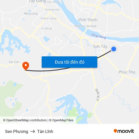Sen Phương to Tản Lĩnh map