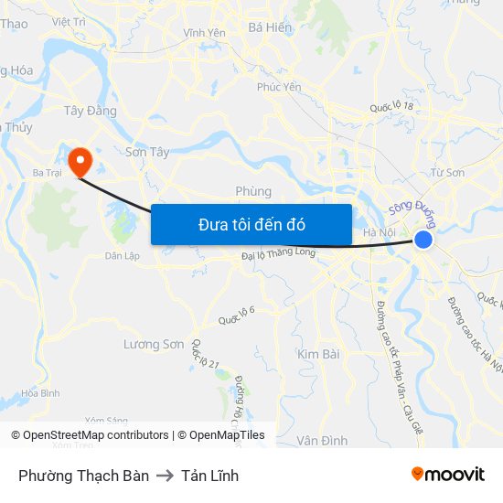 Phường Thạch Bàn to Tản Lĩnh map