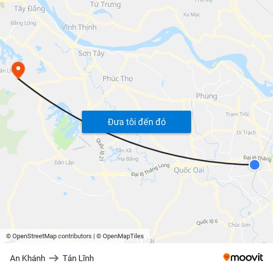 An Khánh to Tản Lĩnh map