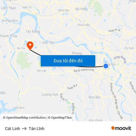 Cát Linh to Tản Lĩnh map