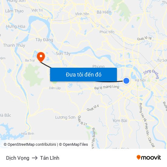 Dịch Vọng to Tản Lĩnh map