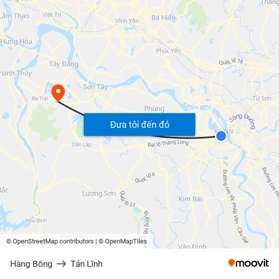 Hàng Bông to Tản Lĩnh map