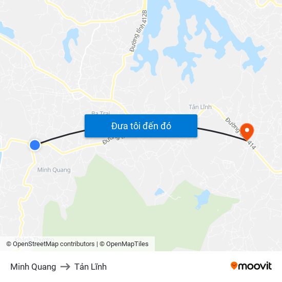 Minh Quang to Tản Lĩnh map