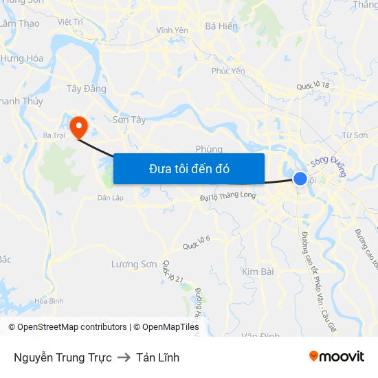 Nguyễn Trung Trực to Tản Lĩnh map