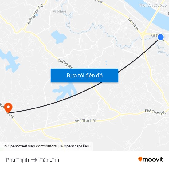 Phú Thịnh to Tản Lĩnh map